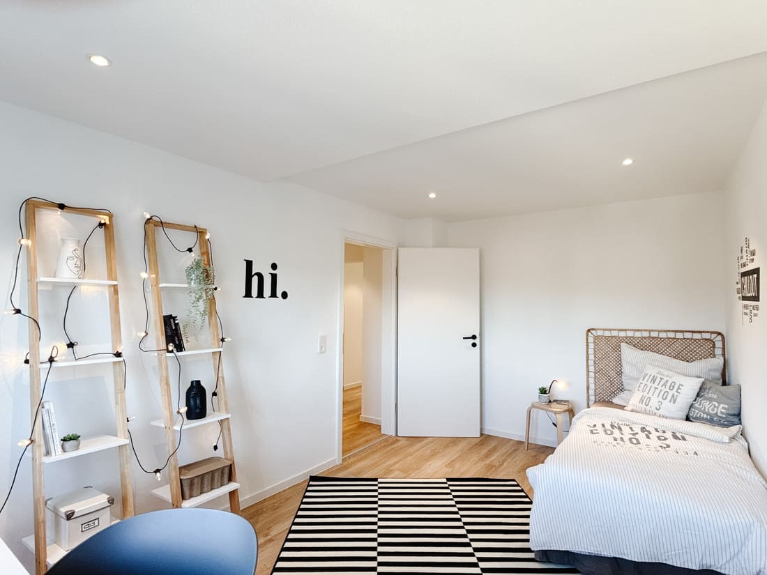 Fix & Flip Miltenberg_Vorher Nachher Home Staging 17 Modernes Jugendzimmer im 2. OG des Hauses in Miltenberg nach Sanierung und Home Staging