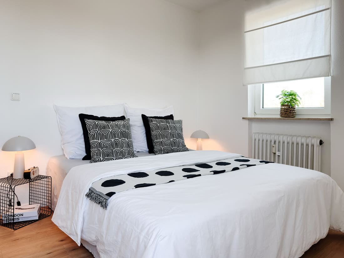 Fix und Flip Bad Homburg_Vorher Nachher Home Staging 7 Renoviertes Schlafzimmer mit stilvollem Home Staging