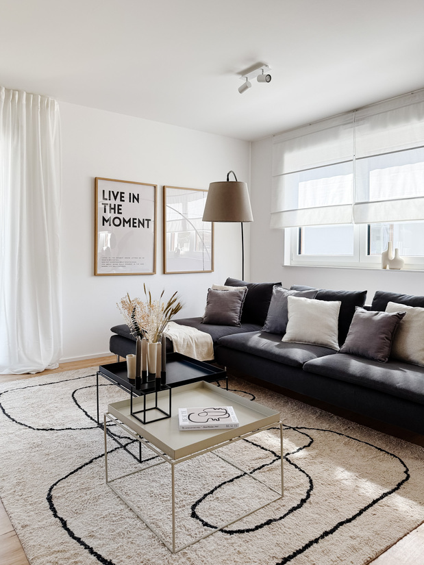 Detailaufnahme Wohnzimmer nach Home Staging in einer Musterwohnung in Offenbach
